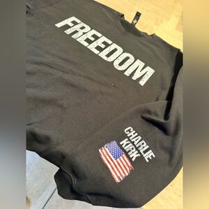 Black Freedom Sweatshirt with Flag Design